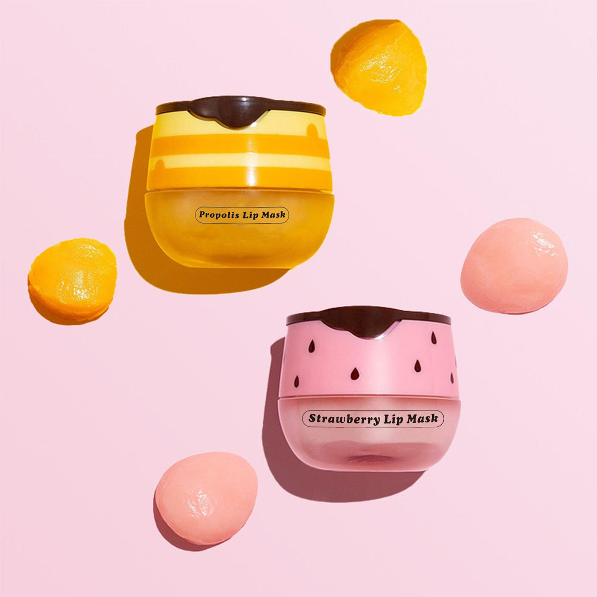 TUHOWEWZ Honey+Strawberry Balm Lip Mask Set, Moisturizing Lip Care With Natural Oils for Day & Night, Repair Honey Bee Lips Balm Reduce Lip Lines & Wrinkle