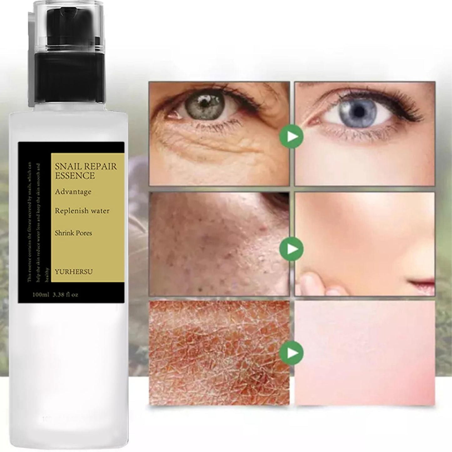 DMQ Snail Mucin Essence,Snail Mucin Skin Care Sets & Kits,Snail Mucin Face Cream for Anti Wrinkle,Hydrating Hyaluronic Acid Serum,Niacinamide Serum,Smooth Fine Lines & Face Moisturiser(Cream+Essence Set)