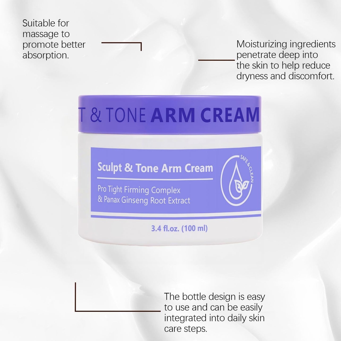 SEMECOMER Sculpt & Tone Arm Cream, Skin Tightening Cream Body, Firming Creams for Loose Skins, Skin Firming Body-Cream, Arm Lift Creams - Deeply Moisturize & Shape for a Sleeker Skins, Smooths Wrinkles - 100ML