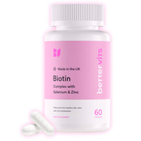 Bettervits Biotin | Potent 12,000mcg | Includes Zinc & Selenium | Hair & Nails | Supports Metabolism | Immunity | Antioxidant