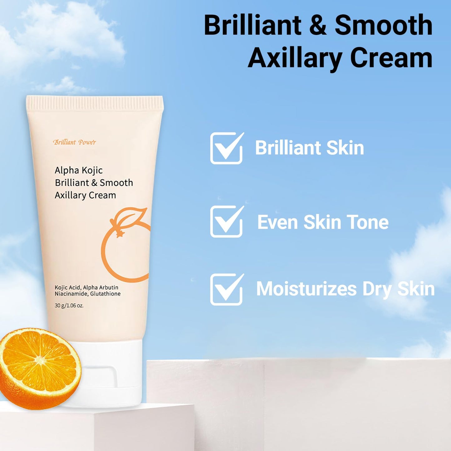 Beauthink Underarm Lightening Cream, Skin Lightening Cream for Armpits, Knees, Inner Thighs & Bikini, Quickly Absorb, Reduce Odor & Smoothing, Even Out the Skin Tone and Keep Fresh