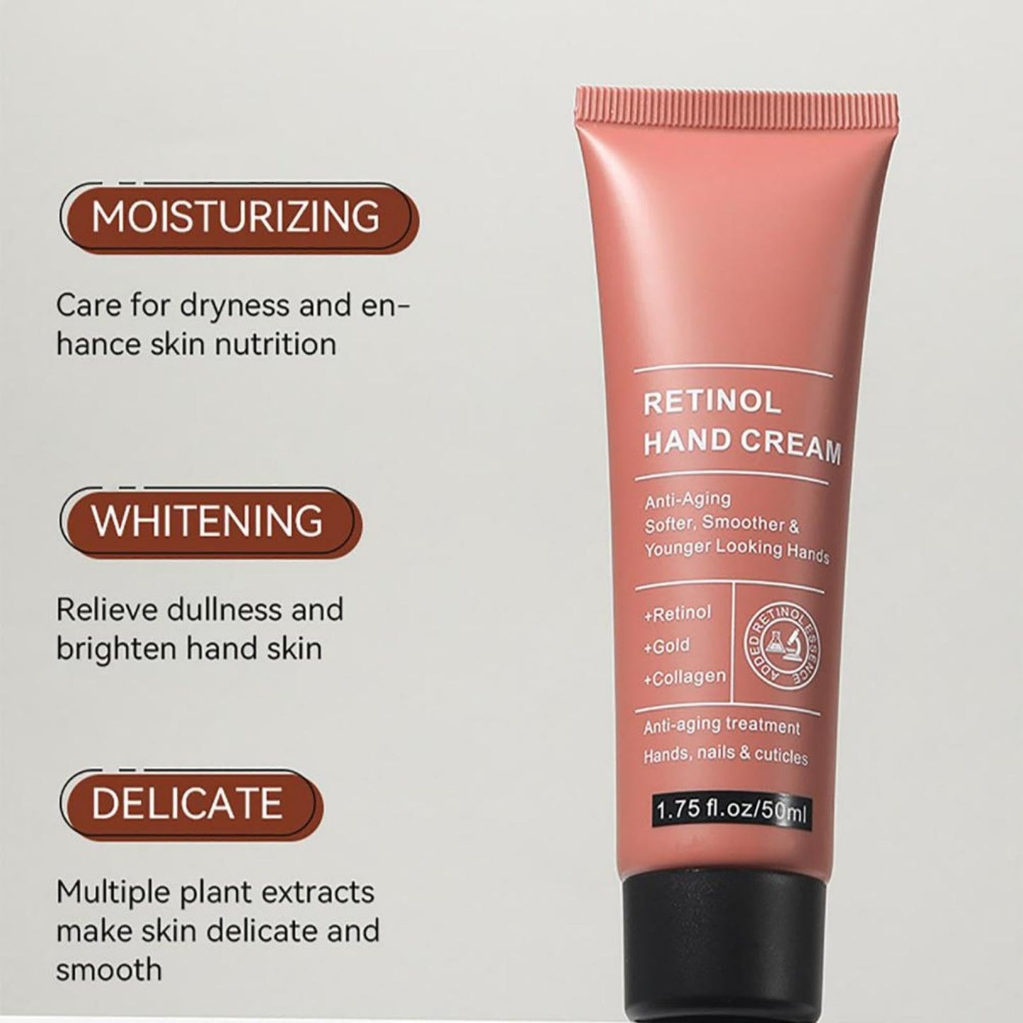 RubyTint Retinol Hand Cream for Women and Men – Nourishing Moisturizing Hand Lotion with Retinol, Softens and Hydrates Dry Hands, Lightweight Daily Care (50ML) (1pc)
