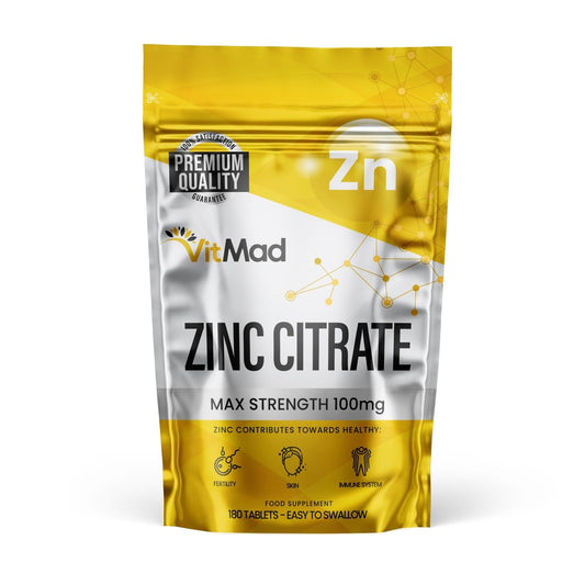 Vitmad Zinc 100mg x 180 Tablets Max Strength 300% RDA