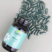 Fushi Organic Spirulina 500 mg, 90 Caps | Cold Processed | Vegan Protein source | Best for Iron, Protein, Vitamin B | Ethical & Vegan Society Approved | Manufactured in the UK