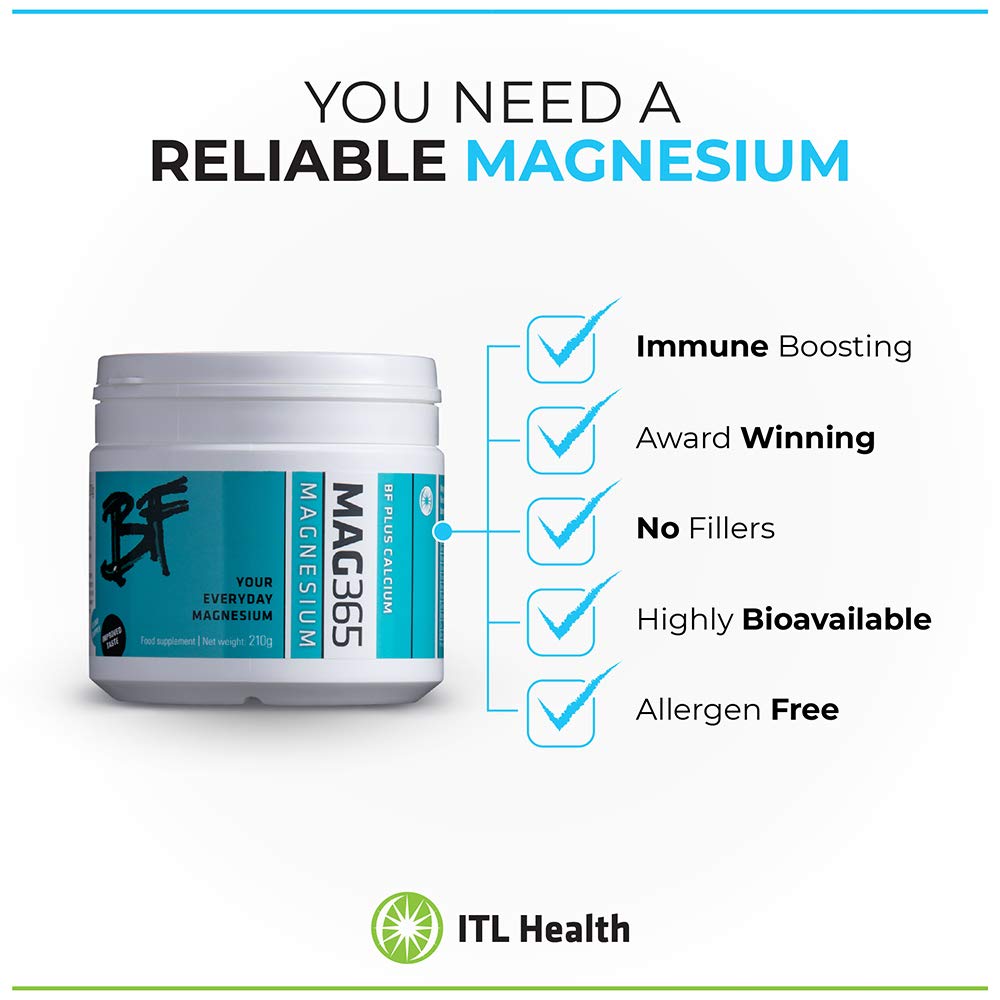 MAG365 ITL Health BF Plus Calcium Zinc Magnesium Powder | Including D3, K2, C, B6, Boron, Zinc and Potassium | Formulated for Optimal Bone Health, and Immune Support | (210g)