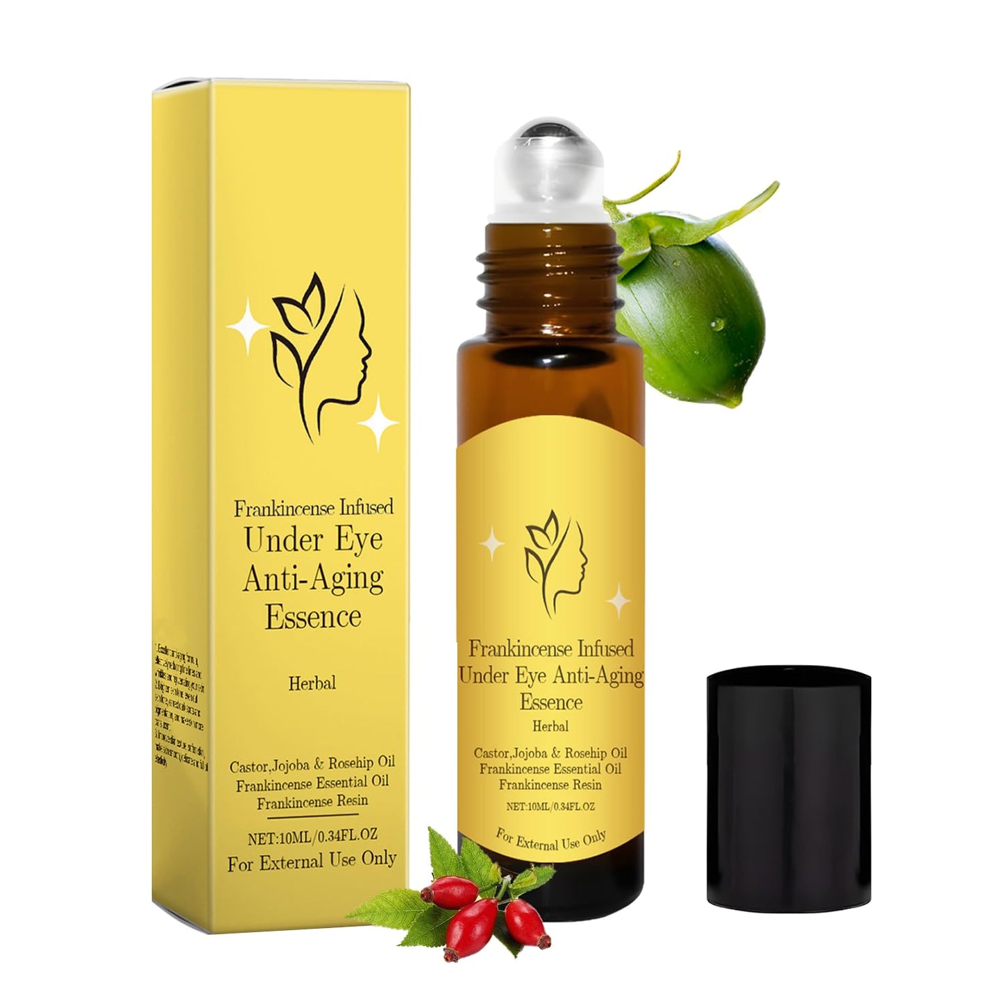 Generic Castor Oil and Frankincense Eye Roller | Organic Under Serum for Dark Circles and Bags | Moisturizing Treatment for Tired Eyes | Under Eye Oil Roller for Firmer Look