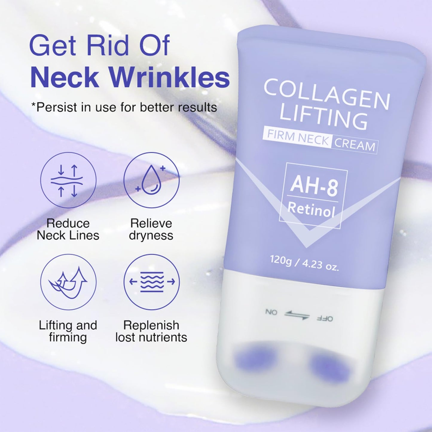 ThamGlow AH-8 Firming Neck Cream, Neck Firming Cream For Tightening Sagging Skin - Neck Roller Face Lift Anti-Wrinkle Firming Treatment To Reduce Lines, Boost Elasticity & Hydrate Delicate Skin