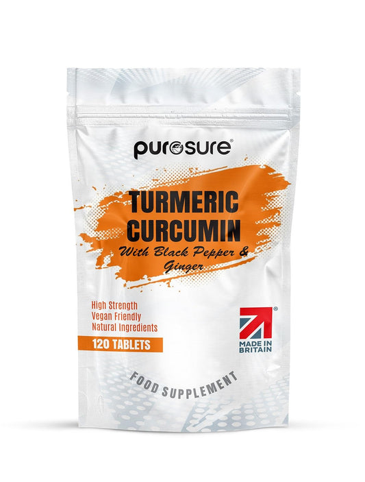 PuroSure Purosure Organic Turmeric (Curcuma Longa) Capsules High Strength and Organic Black Pepper with Active Curcumin with Organic Ginger - 120 Vegetarian and Vegan Organic Capsules