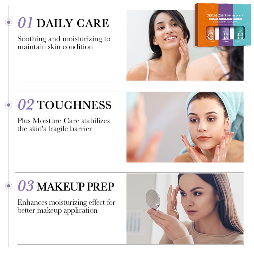 YUYUE-YY 3-PACK Face Serum for Women with Vitamin C, Retinol and Hyaluronic Acid, Age Defying skin care sets & kits, Oil Control, Blemish Reduction, Pore Convergence, Fine Lines & Wrinkle Reduction Gift Set