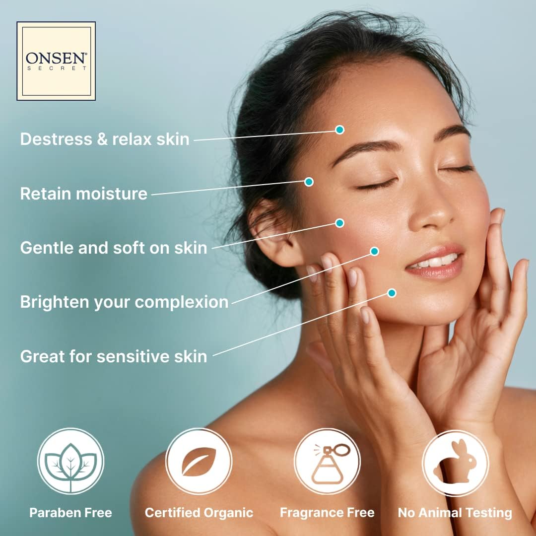 Onsen Japanese Natural Face Wash - Premium Hydrating Aloe Vera Face Wash - Daily Night Travel Facial Cleanser for Makeup Removal and Dry Skin with Added Hyaluronic Acid & Vitamins - 2 Pack 75ml