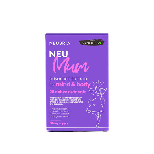 NEUBRIA NEU Mum Multivitamin & Omega-3 - Preconception, Pregnancy, Postnatal, Breastfeeding Support with Omega-3, Folic Acid, Vitamin D & Iron - Prenatal Supplement for Mum & Baby - 30 Tablets