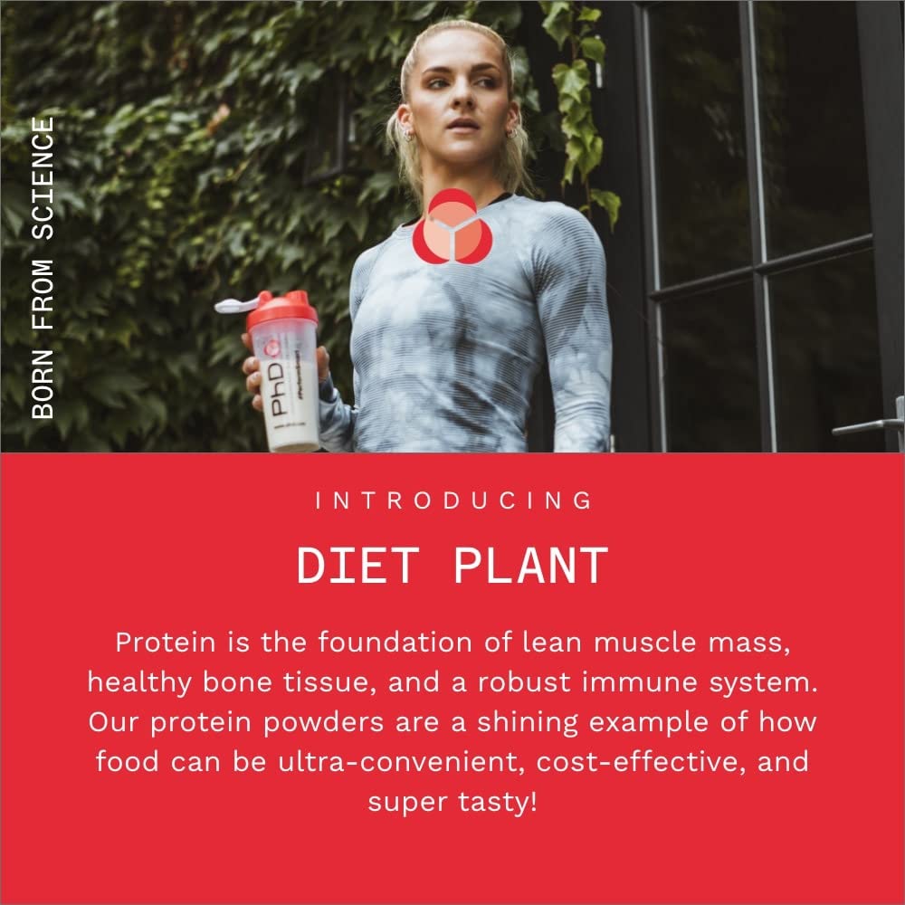 PhD Nutrition Diet Plant, Vegan Protein Powder Plant Based, Strawberries and Cream, 19g of Plant Protein, 20 Servings Per 500g Bag