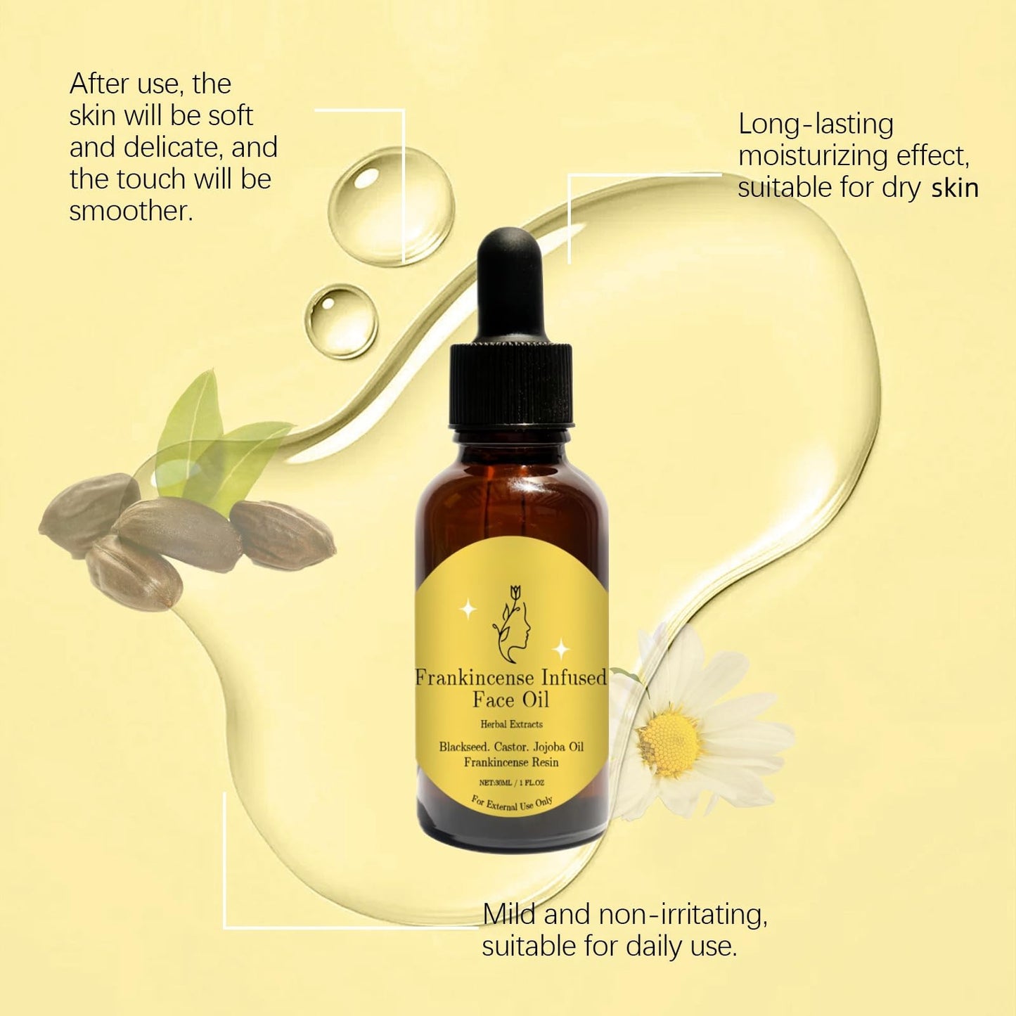 Frankincense Resin Oil for Face,Frankincense Essential Oil,Cold Pressed Serum Anti-Aging & Wrinkle,Frankincense Oil for Skin Organic,Facial Oil,Natural Frankincense Oil for Skin Care,Serum Face