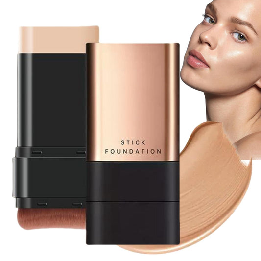 Xinyig 2 in 1- Luxury Anti-Wrinkle Foundation Stick,Eraser Foundation Stick With Brush,Full Coverage Fou/ndation St/ick,Multi-Use Full Coverage,Waterproof & Long-lasting,Double-Head Flawlesss,(Natural, 02)