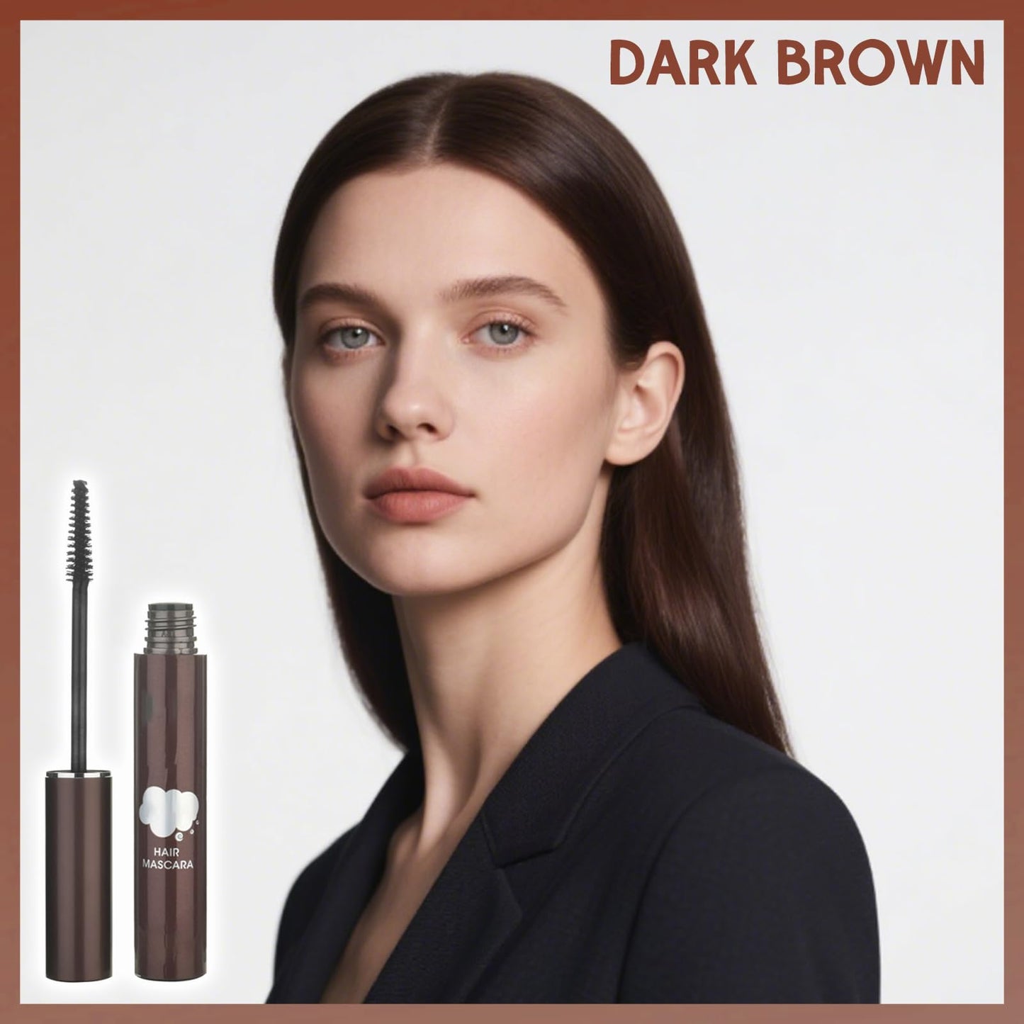 MINSHZEE Dark Brown Hair Roots Correcting Cream, Grey Hair Mascara, Women's Waterproof Hair Roots Colouring Cream, Semi-Permanent Hair Colouring Temporary Brush, Lightweight and Portable, No Hair Damage