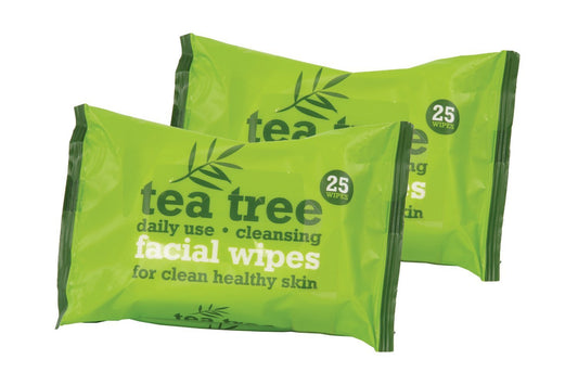 Xpel 40160 Tea Tree Daily Use Cleansing Facial Face Make Up Wipes, Pack of 50