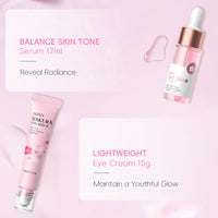 Maggikey Sakura Skincare Set For Women. Inspired By Japan, It Has Serum, Cleanser, Eye Cream, Cream, Plus Face And Lip Masks For Skin Tending