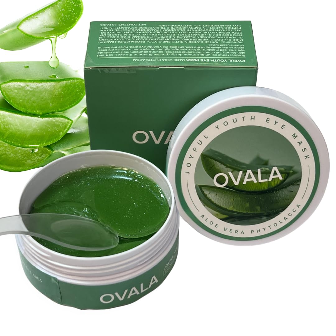 OVALA 60 PCS Aloe Vera Eye Masks, Gel Collagen Under Eye Patches for Puffy Eyes and Dark Circles Treatments, Reduce Wrinkles and Fine Lines Undereye Patches