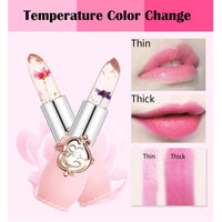 Skynest Clear Flower Jelly Lipstick, 6 Packs Nutritious Moisturizer Lip Balm Temperature Color Change Lipstick Matte Long Lasting Lip Gloss (Pink)