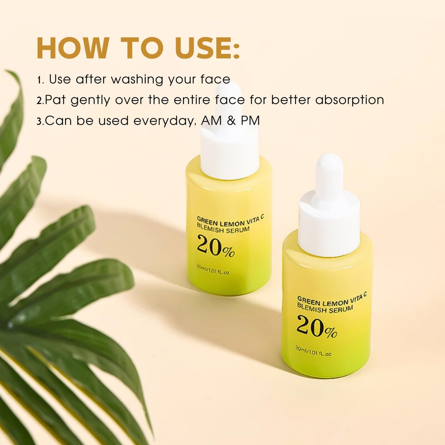 Tongyend Green Lemon Vitamin C Serum for Face, Blemish Serum, Dark Spot Correcting Glow Serum, Brighenting Face Serum for Hyperpigmentation, Fade Acne Marks, Improve Dullness, Shrink Pores, 30ml