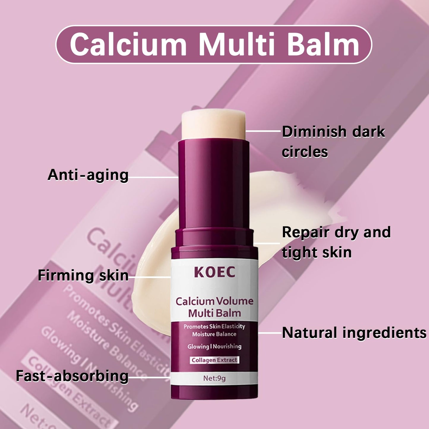 TMYIOYC Angel Silk Cemenrete Calcium Multi Balm Stick, Calcium Volume Multi Balm, Wrinkle Core Stick | Anti-aging, Sagging, Wrinkles | Collagen Moisturing | Korean Cosmetics Suitable for Lip, Eyes, Neck, Face