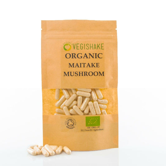 vegishake Organic Maitake Mushroom Extract Capsules Fruiting Body Polysaccharid (90 Capsules)