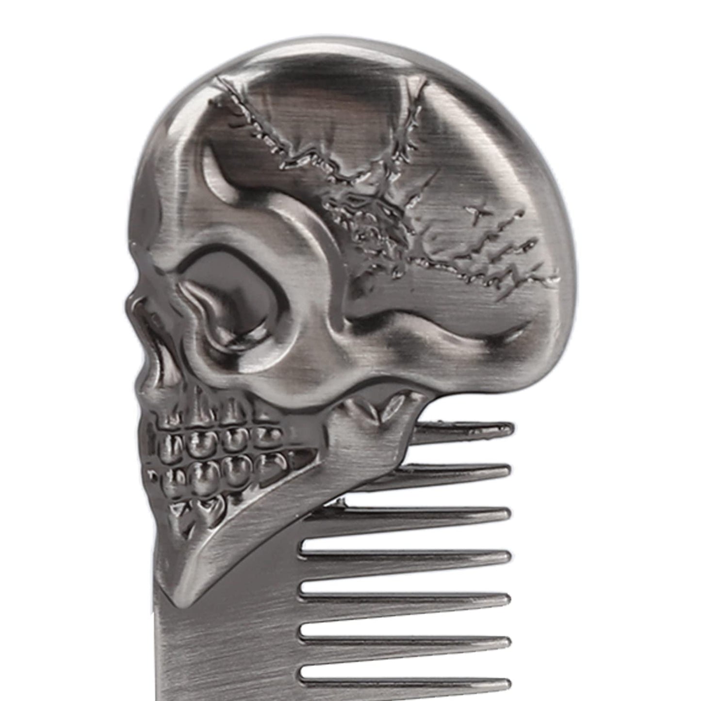 Skull Beard Comb Pocket Beard Comb Zinc Alloy Skull Pattern Hair Styling Mustache Sha Oil Hair Comb Silver (Silver)
