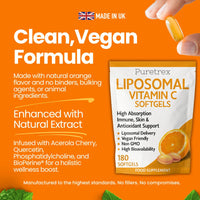 Puretrex Liposomal Vitamin C Softgels, High Absorption, Vegan, Non-GMO, 180 Count