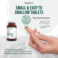 NUTRAMAG Plus - 2400mg Magnesium Citrate Tablets | Magnesium Tablets – 60 Super Strength Tablets - Magnesium Supplements for Women and Men – Contains Zinc, Vitamin B3, B12 and D3 - NutraVit
