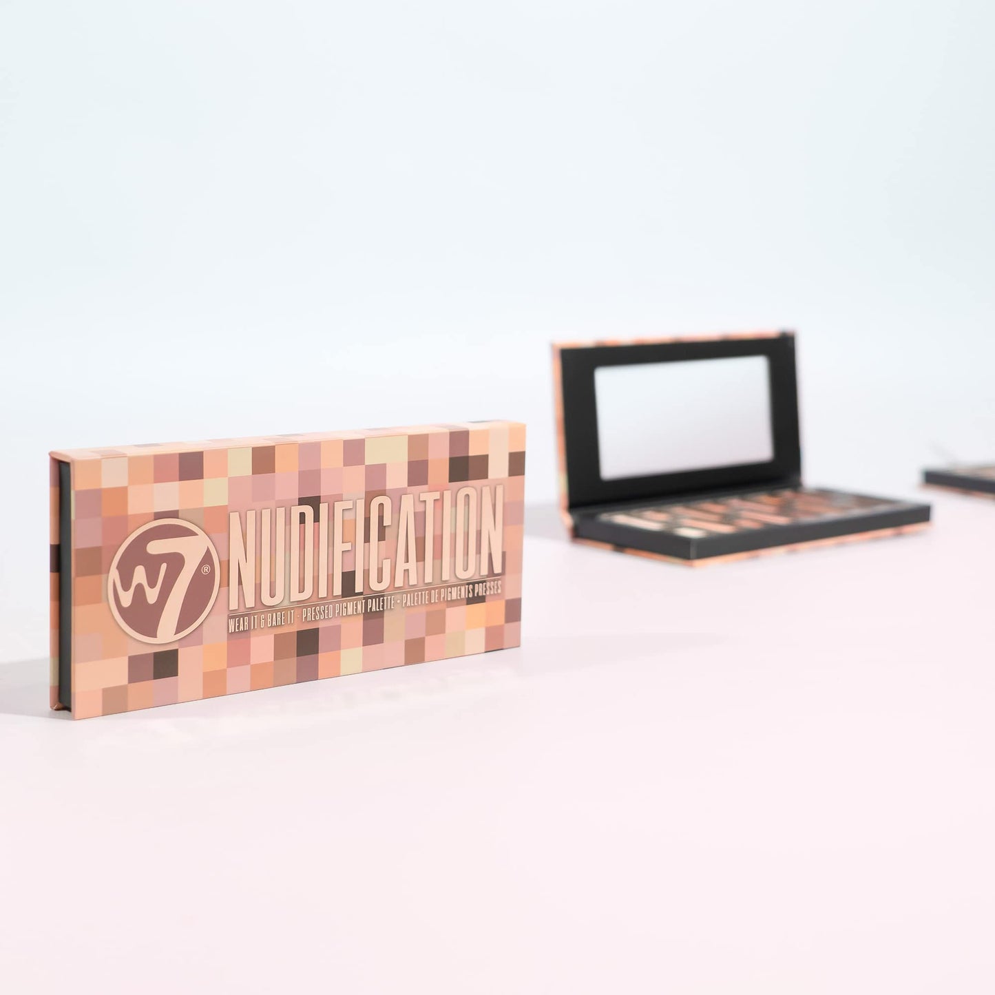 W7 Nudification Pressed Pigment Palette - 16 High Impact Nude Colors - Flawless Long-Lasting Glam Makeup