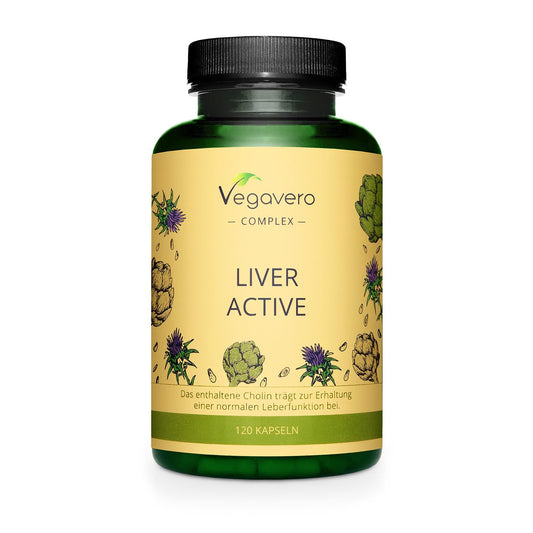 Liver Support Supplements Vegavero® | with Artichoke, Chicory & Choline | Natural Liver Cleanse Detox and Repair | NO Additives | 120 Vegan Capsules