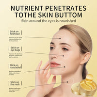 24 Gold Under Eye Masks, Gold Collagen Eye Masks for Puffy Eyes, Under Eye Gel Patches for Dark Circles, Anti Wrinkle, Skincare, Look Younger and Less Tired, Moisturize Your Skin