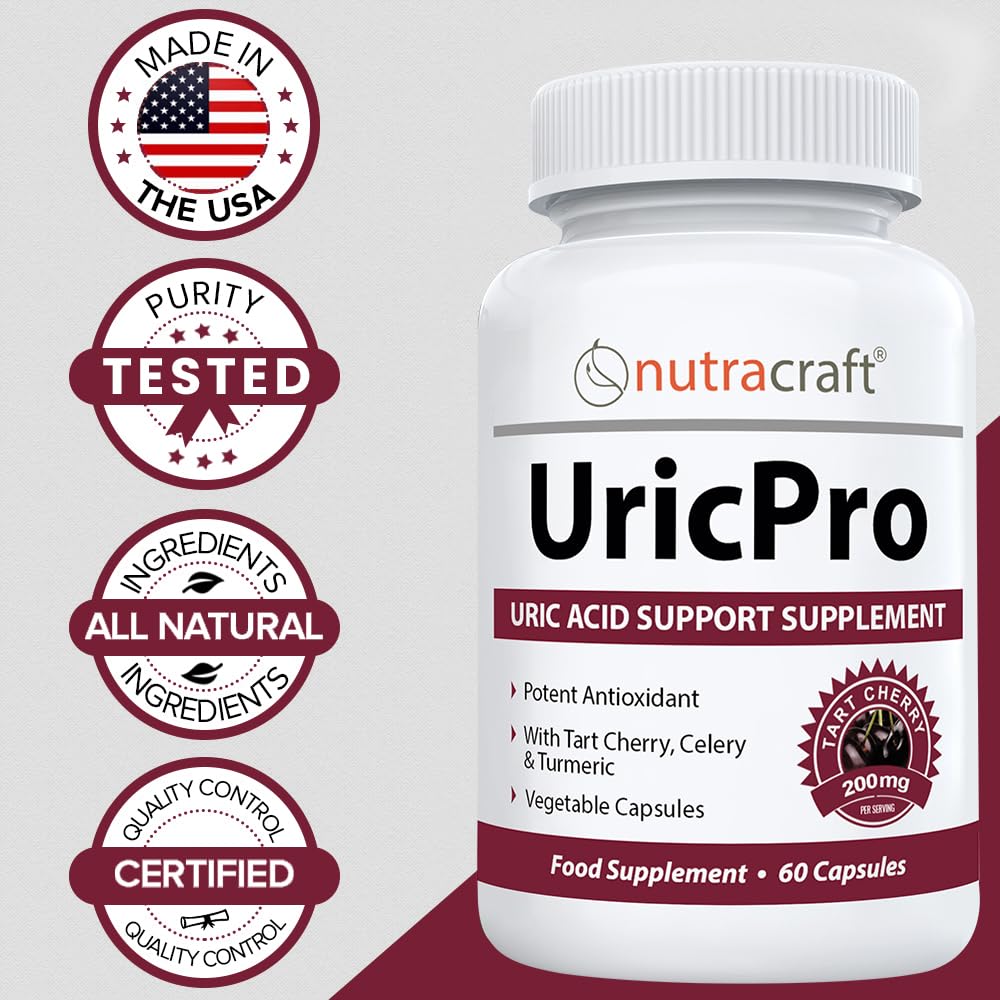 UricPro Uric Acid Cleanse Supplement | Tart Cherry, Turmeric, Celery, Bromelain, Cranberry & More | Non-GMO | 60 Vege Capsules