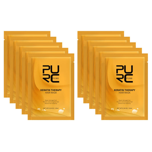 QIEEUMIN Keratin Hair Mask Deep Conditioner Keratin Hair Treatment Mask Collagen Hair Treatment Trengthens Hair Reduce Frizz and Tangles Restores Elasticity and Shine 10pcs