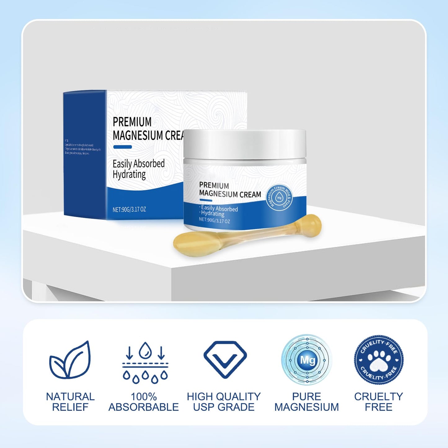 Anmahe Magnesium Butter, Magnesium Cream for Sleep, Magnesium Body Butter, Topical Magnesium Relief Cream to Aid Sleep, for Cramps and Pain, Natural Sleep Support, 90g