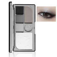 GEEWHILE Eyeshadow Palettes, Black Smoky Eye Shadow Pallets For Women, Highly Pigmented 6 Colors Black Silver Gray White Eyeshadow, Shimmer & Matte Long Lasting Eyeshadow Makeup Kits