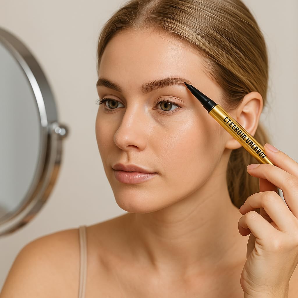 Generic Eyebrow Pen 2-in-1 Dual-Ended with Eyebrow Gel and Brow Brush, 4 Fork Tip for Natural Hair-Like Brows, Waterproof Long Lasting Defined Eyebrows (02# Dark Brown)