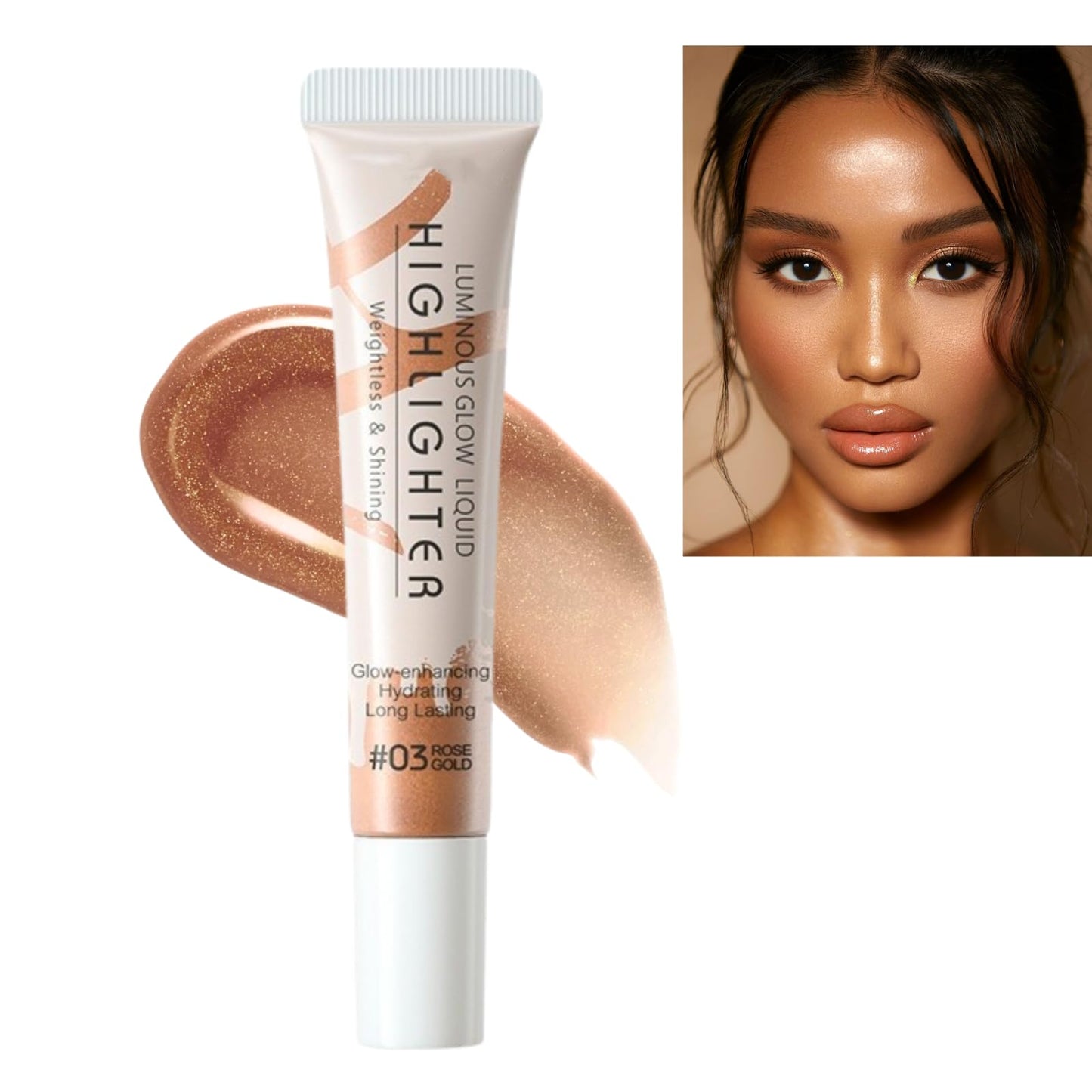TBeautfave Tbeautfave Liquid Highlighter Makeup, Cream Highlighter, Natural Bronzer Face Glitter Stick, Moisturizing Cream Contour Face Illuminator for Face Body Eyes Collarbones Glow