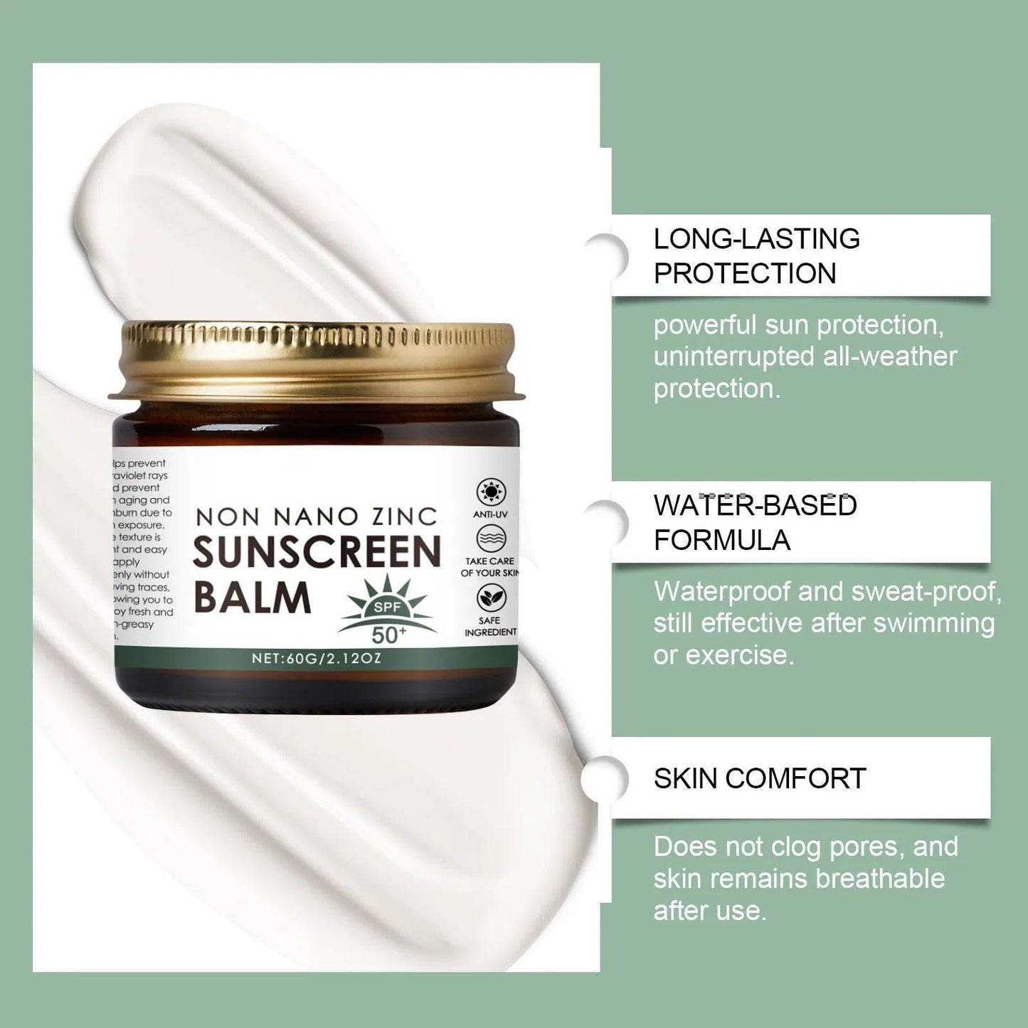 OunTechGlory SPF50 Sunscreen Balm - Natural Tallow Sun Cream for Face & Body - UVA/UVB Protection - Lightweight Sun Balm for Outdoor & Beach - Moisturizing Sunblock