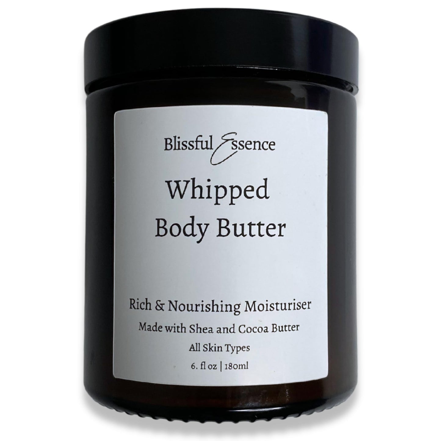 Whipped Body Butter | All Natural Intense Moisturiser | Vitamin E, Shea & Cocoa Butter for All Skin Types, Glass Jar