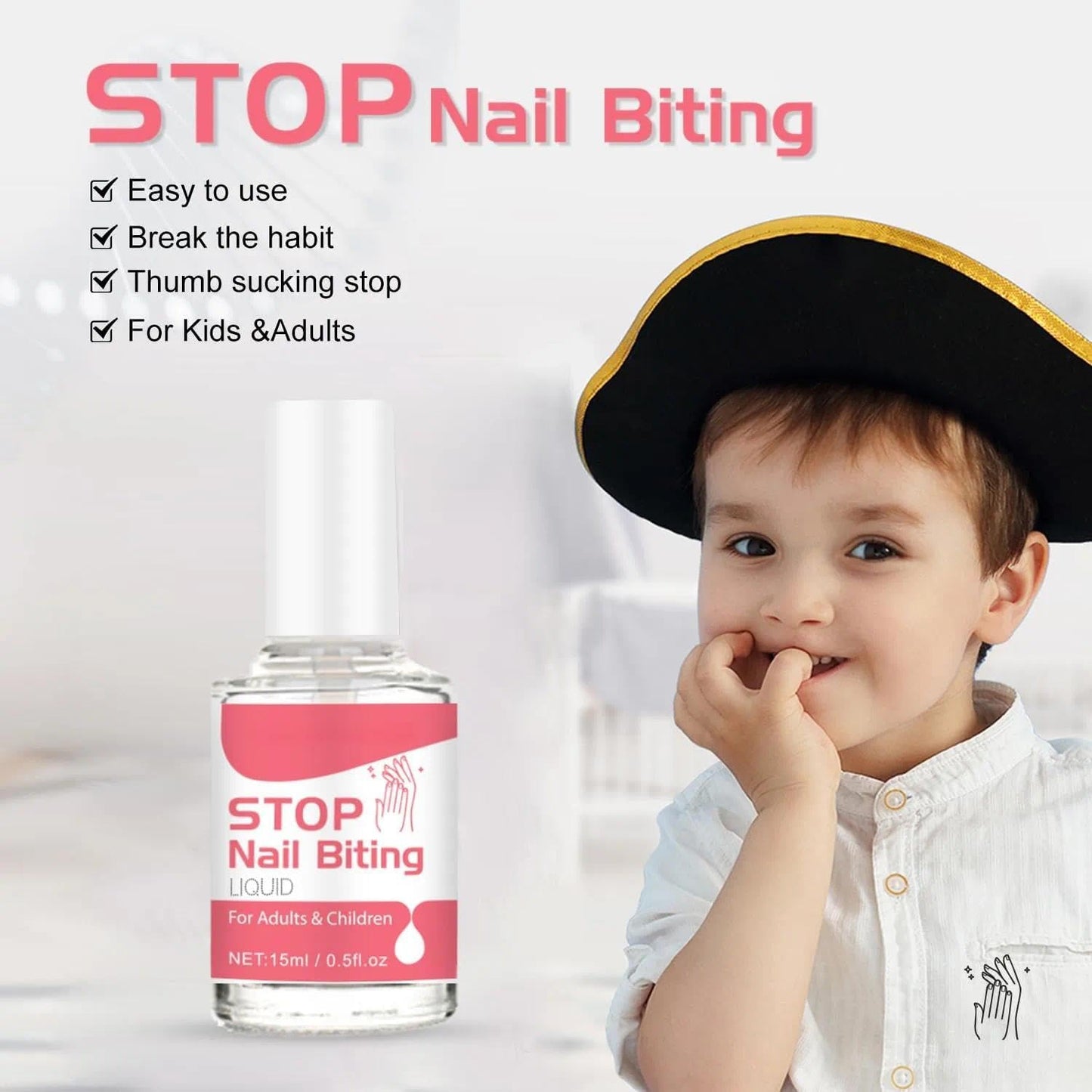 Stop Biting Your Nails with Fast, Clear Varnish with Treatment Benefits for Adults & Children,Acting Anti Nail Biting Nail Polish, Prevent Nail Biting with Easy Application