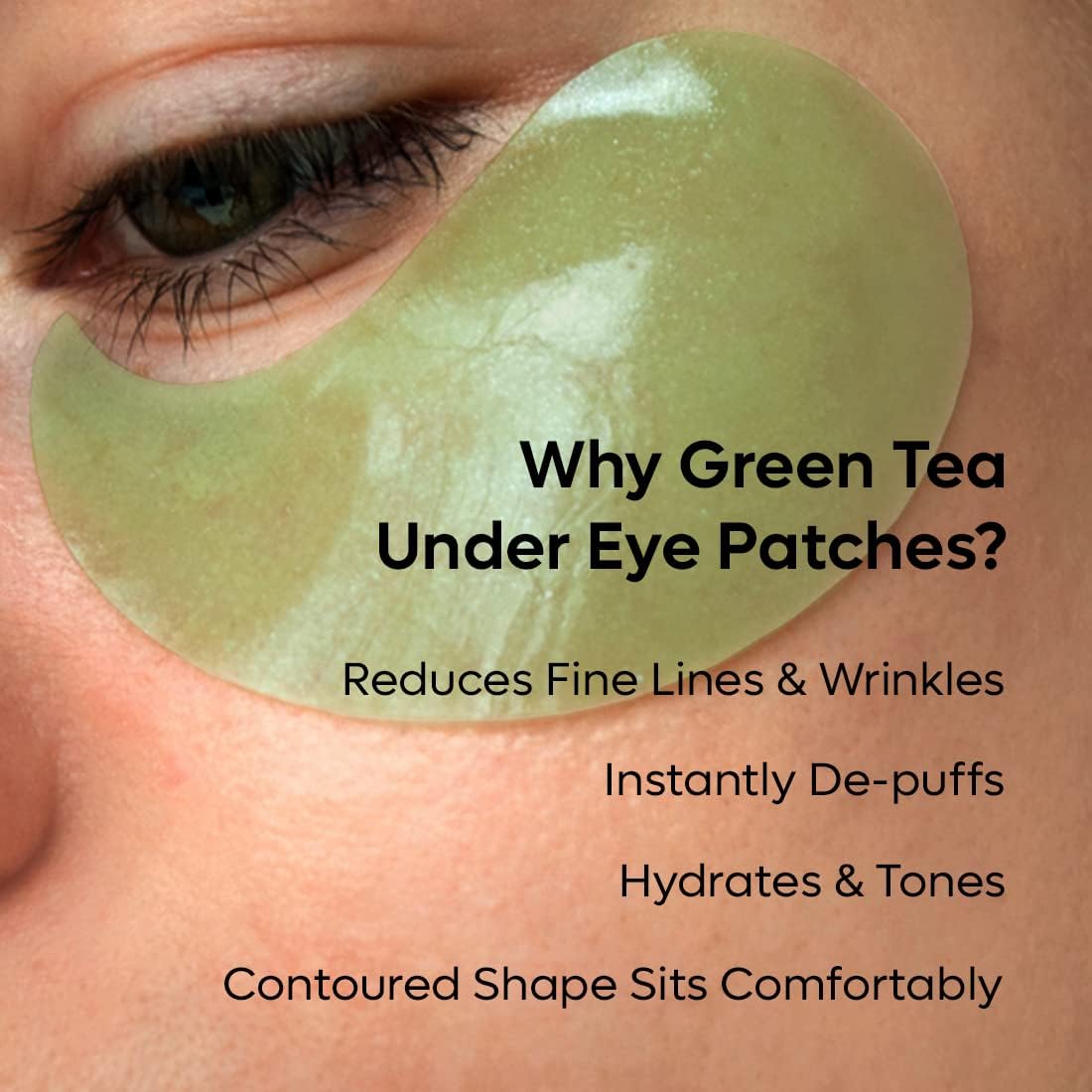Green Tea Hydrogel Under Eye Patches for Dark Circle, Fine Lines & Wrinkles Reduction | Cooling Under Eye Patch Mask for Instant De-Puffing | 30 Pairs
