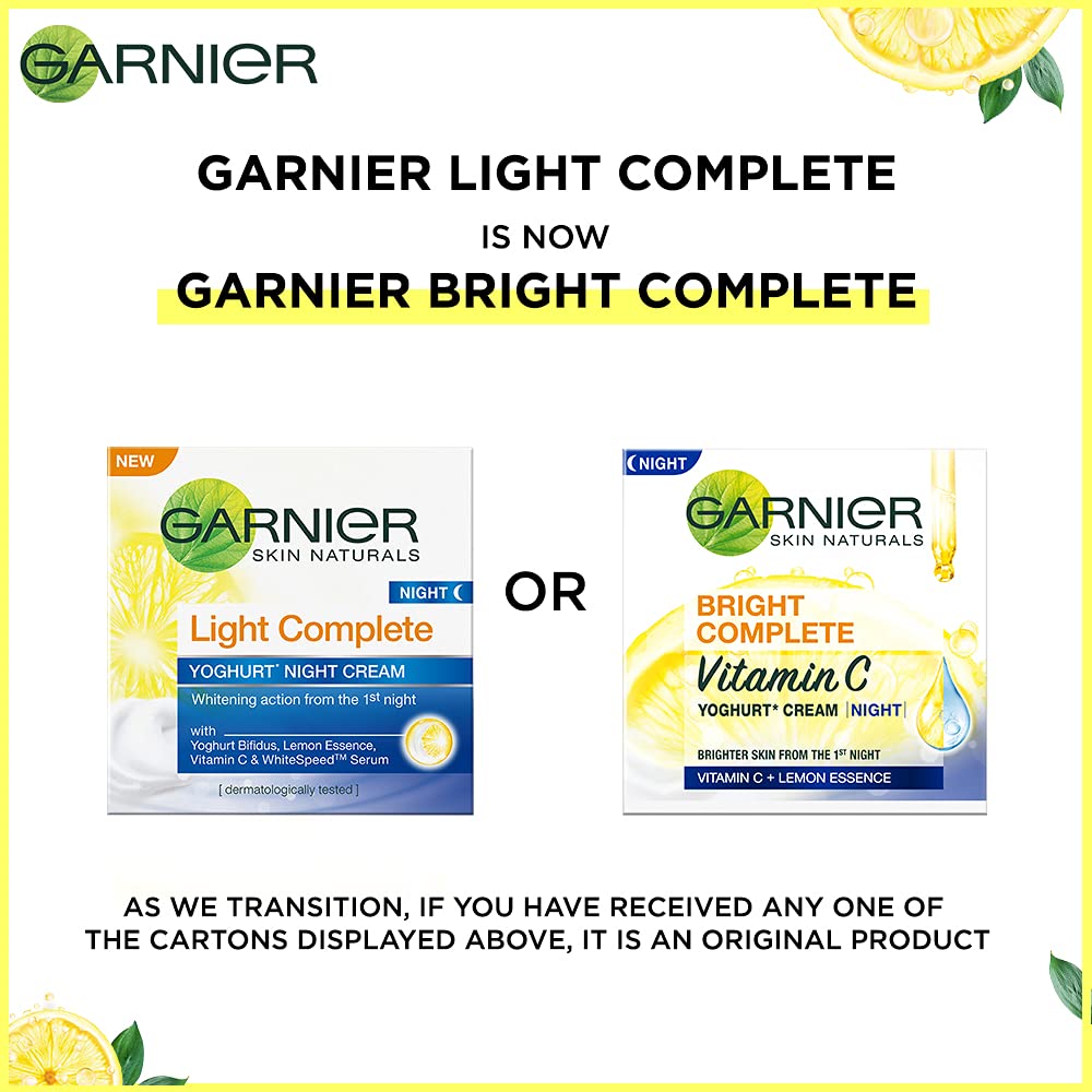 Garnier Skin Naturals Light Complete White Speed Yoghurt Night Cream, 40g