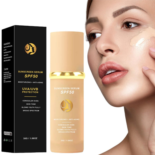 BQQCOB Foundation 4 in 1 Moisturizing Full Coverage Liquid Foundation,Concealer, Moisturizer, Sunscreen Serum SPF50+,UVA/UVB Protection,Colour Changing Foundation,Foundation For Mature Skin,1.1 oz