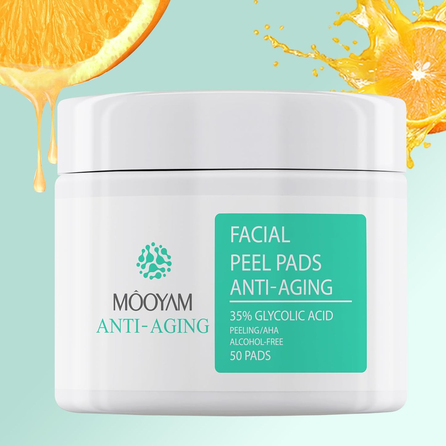 IREV Glycolic Acid Resurfacing Pads 35% for Face and Body- Exfoliating Facial Peel with Vitamins B5, C & E, Green Tea - Glycolic Acid Face Wash for Cleansing Peeling 50 Pads