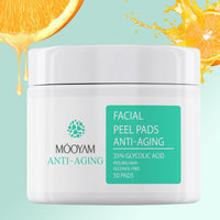 IREV Glycolic Acid Resurfacing Pads 35% for Face and Body- Exfoliating Facial Peel with Vitamins B5, C & E, Green Tea - Glycolic Acid Face Wash for Cleansing Peeling 50 Pads