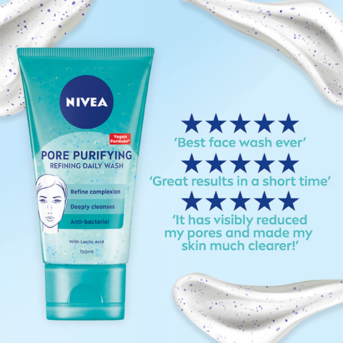 NIVEA PURIFY PORES Daily Wash Scrub (150 ml), Purifying Face Scrub, Facial Scrub Prevents Blackheads, Exfoliating Scrub with Natural Magnolia Extract and Lactic Acid