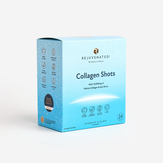 Rejuvenated Limited Rejuvenated Collagen Shots - Hydrolysed 10,000 mg Marine Collagen Drink with Antioxidants, Vitamins & Hyaluronic Acid (24 Sachets)