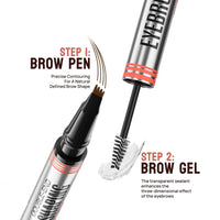 BQQCOB Magic Microblading Eyebrow Contouring Pencil - 2 in 1 Waterproof Eyebrow Pencil & Sealing Eyebrow Gel - 3D Makeup Fine Stroke 4 Fork Tip Brow Pencils - Long Lasting Eyebrow Pen Women (Dark)