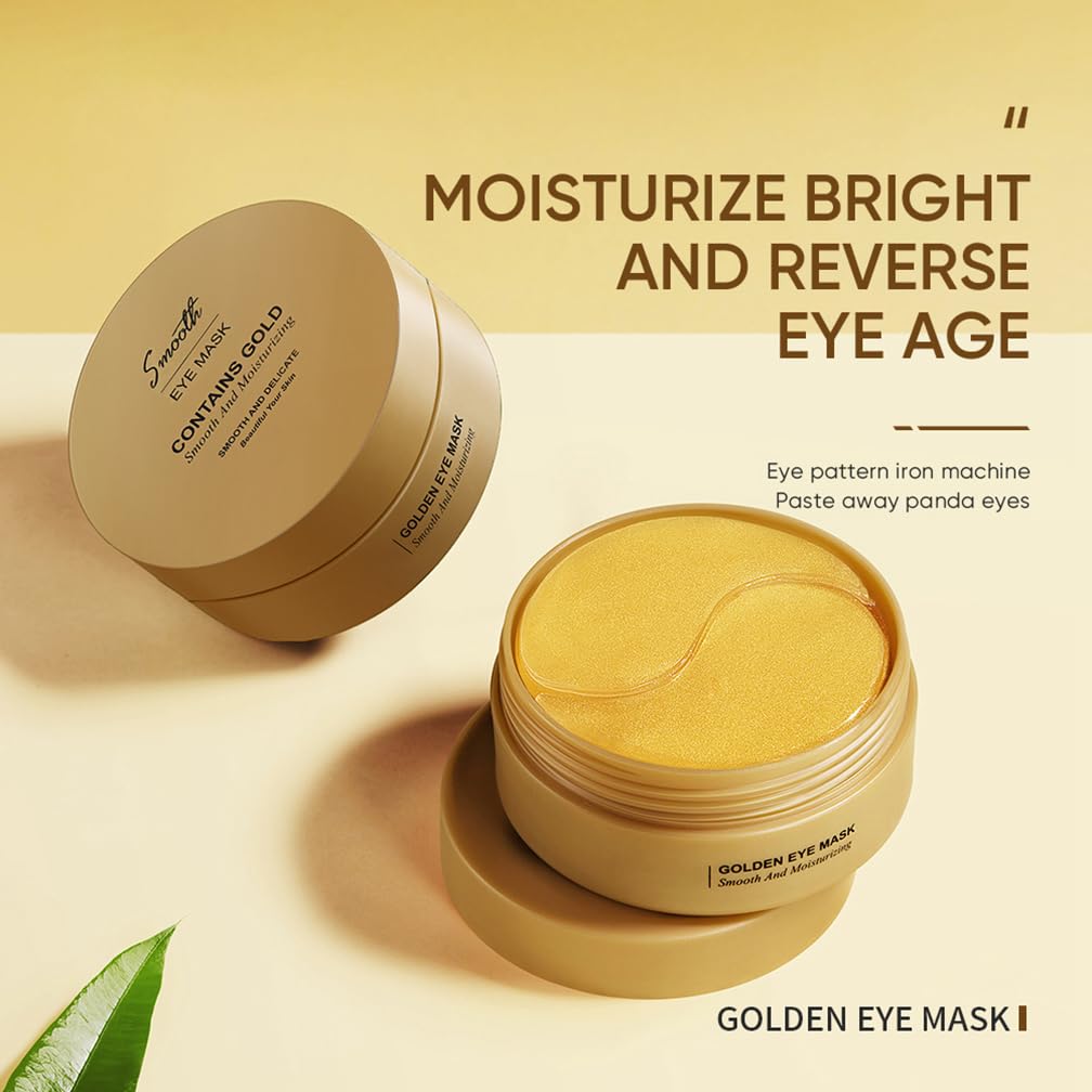 24 Gold Under Eye Masks, Gold Collagen Eye Masks for Puffy Eyes, Under Eye Gel Patches for Dark Circles, Anti Wrinkle, Skincare, Look Younger and Less Tired, Moisturize Your Skin